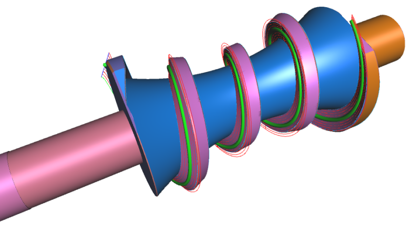 Worm shaft in Qg1 3D-Import: Selection of the surfaces to be ground