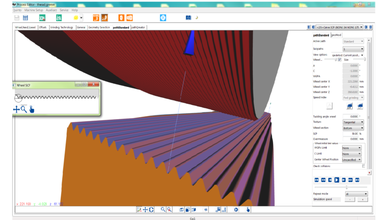 CAD/CAM Grinding software Qg1: Definition of profile by parameter editing according a dxf profile or directly from a 3D-step file. 