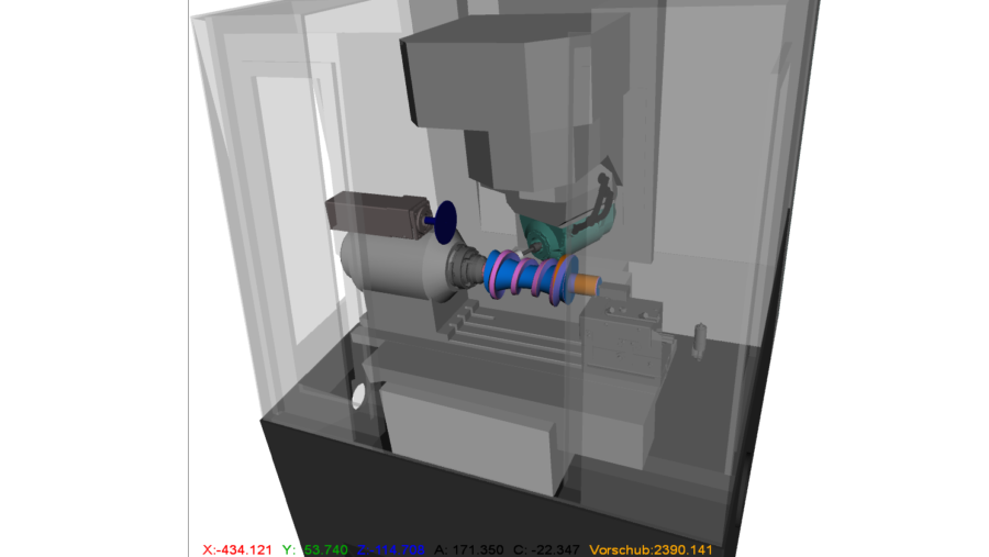 Qg1机床模拟中直接进行3D导入凸轮蜗杆轴的磨削仿真