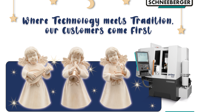 南蒂罗尔Insam Ewald生产的木质天使像,使用施利博格Aries NGP磨制的雕刻刀制造