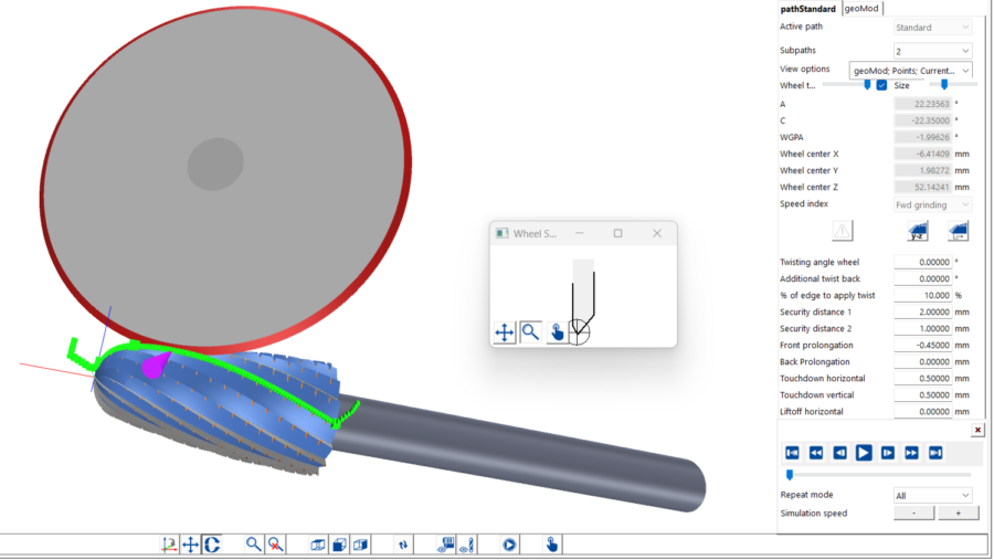 Diverse milling cutter geometries programmed in Qg1
