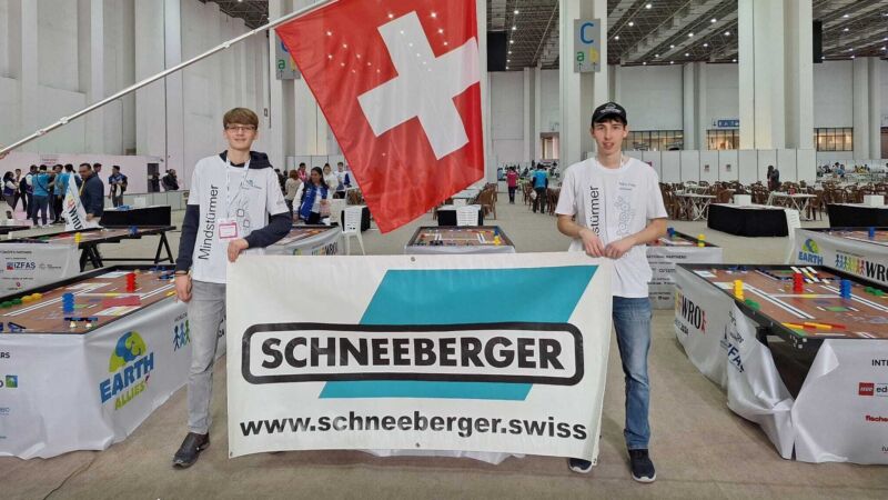 Jonathan Meier and Nino Frey at the World Robotic Olympiad