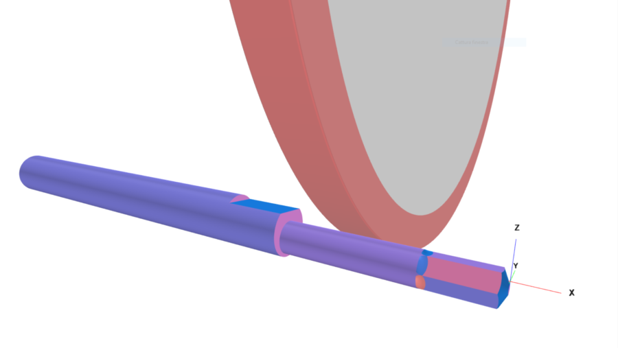 The Quinto Qg1 software visualises a grinding process on a precision component